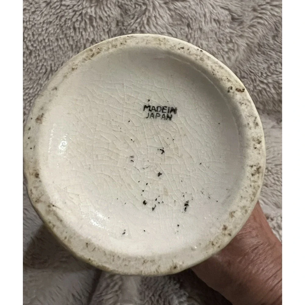 Vintage Hand‎ Painted Floral Peacock Pottery Jug Made in Japan 7.5